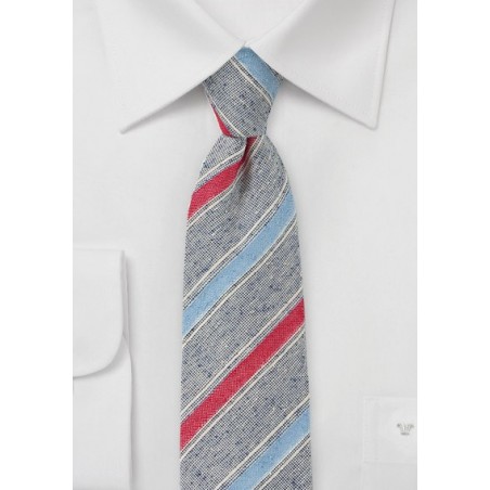 Retro Skinny Tie in Navy, Blue and Red
