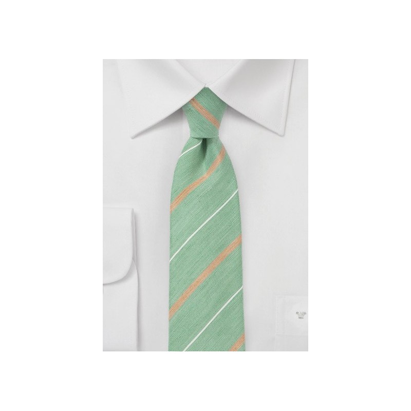 Vintage Striped Skinny Tie in Green