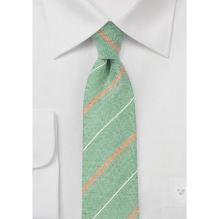 Vintage Striped Skinny Tie in Green