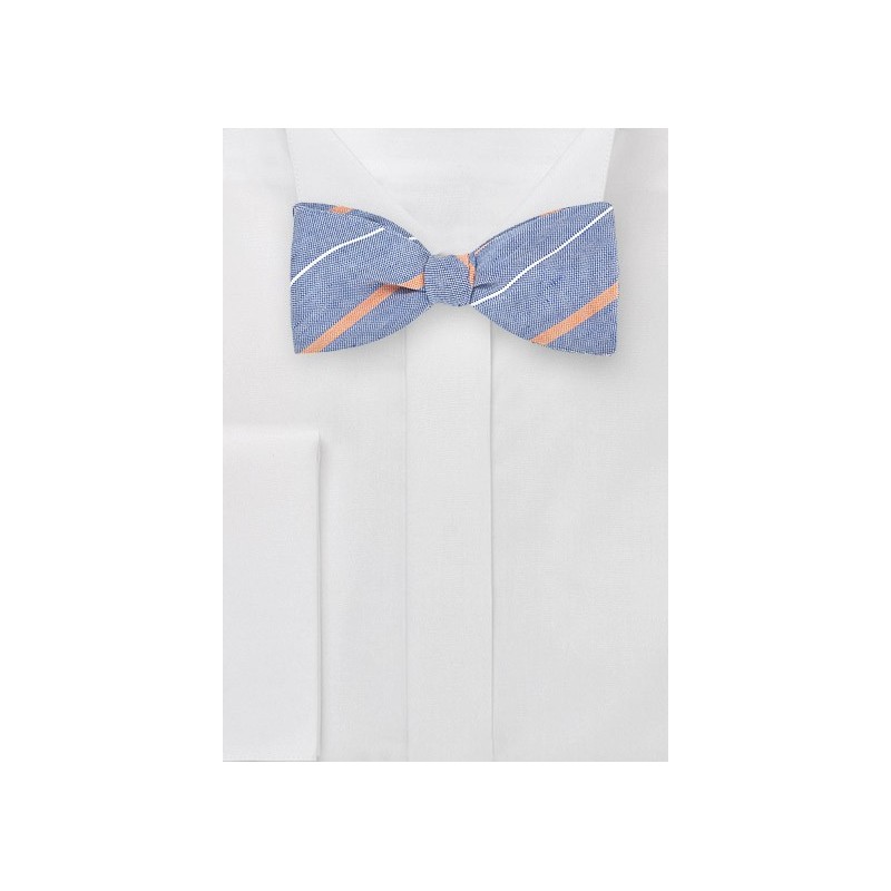 Vintage Blue Striped Bow Tie