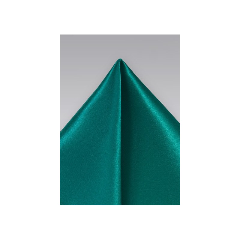 Solid and Vibrant Jade Pocket Square in Silk