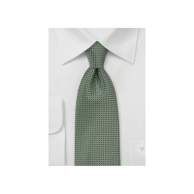 Olive Necktie with Silver Dot Design