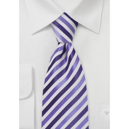 Striped Kids Length Tie in Purples