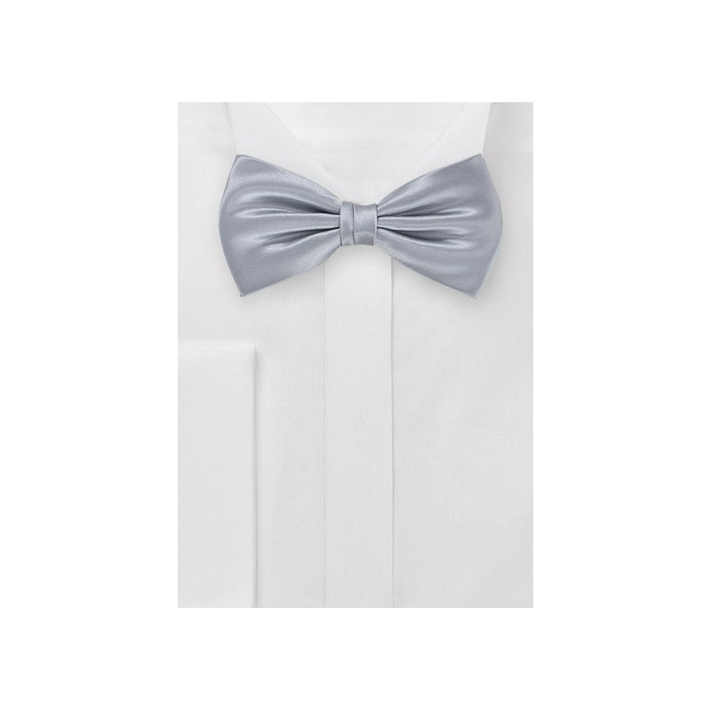 Pre-Tied Silver Silk Bow Tie