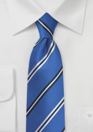 Horizon Blue Necktie with Repp Textured Stripes