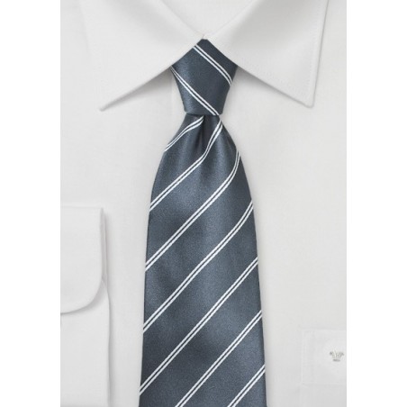 Double Pinstriped Necktie in Gray