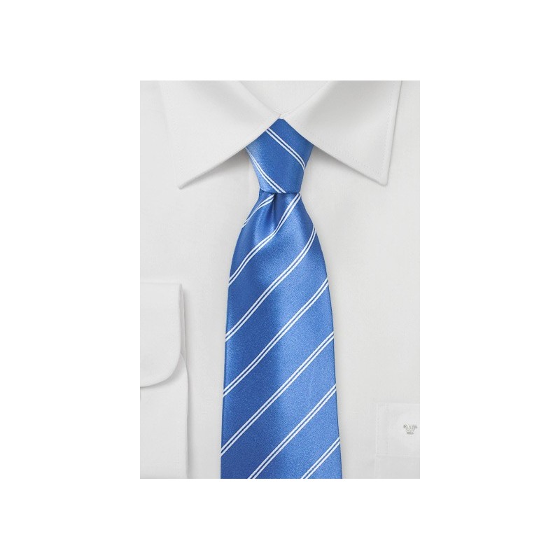 Sky-Blue Necktie with Double Pin Stripe