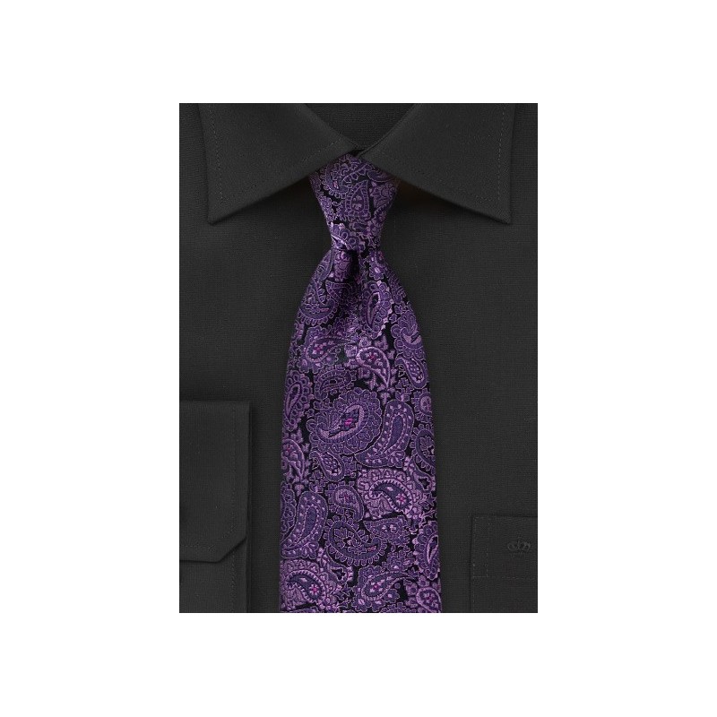 Violet and Lilac Colored Paisley Tie