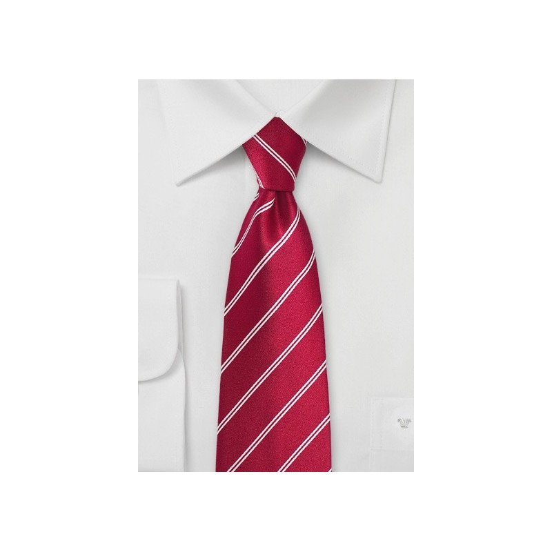 Red Double Pin-Striped Necktie