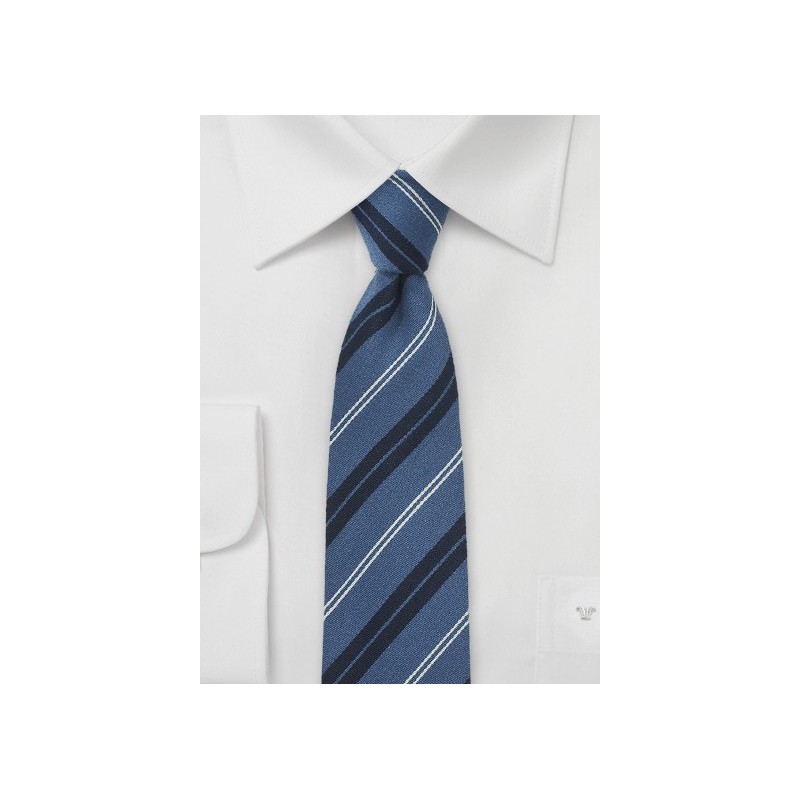Wool Tie in Slate Blue Stripes