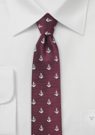 Nautical Theme Tie in Burgundy