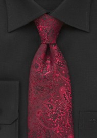 XL Floral Motif Tie in Red and Black