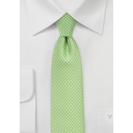 Pin Dot Necktie in Spring Green
