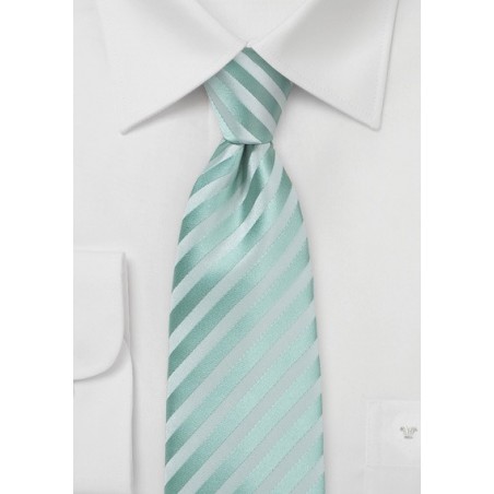 Solid Striped Tie in Grayed Jade