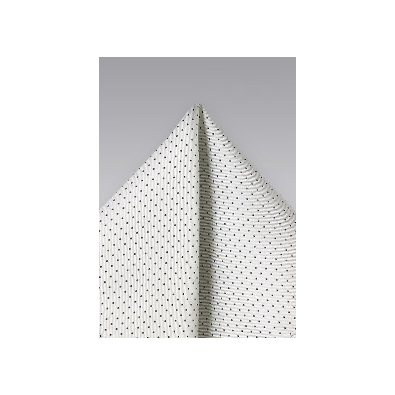 Silver and Black Dotted Pocket Square