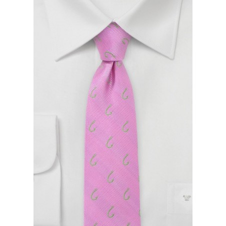 Pink Fishhook Skinny Tie
