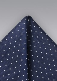Woven Silk Pocket Square in Navy and Silver