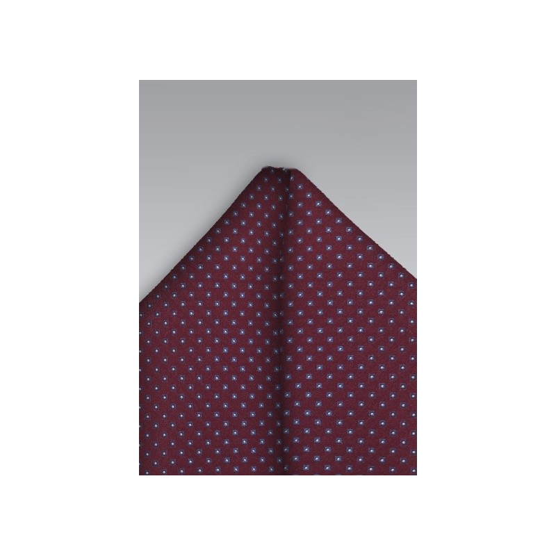 Diamond Pattern Pocket Square in Blue and Burgundy