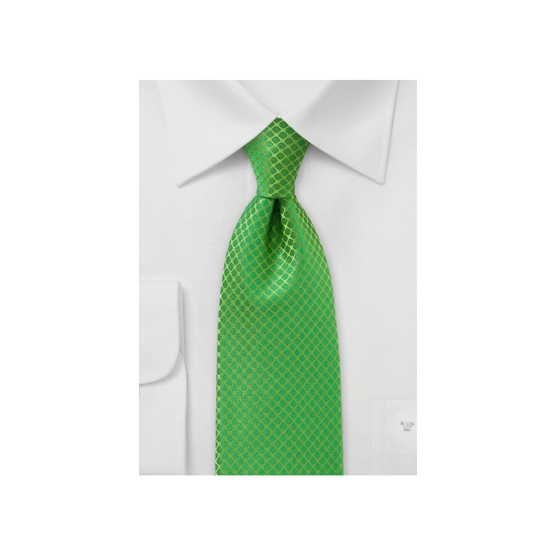 XL Length Art Deco Tie in Bright Kelly Green