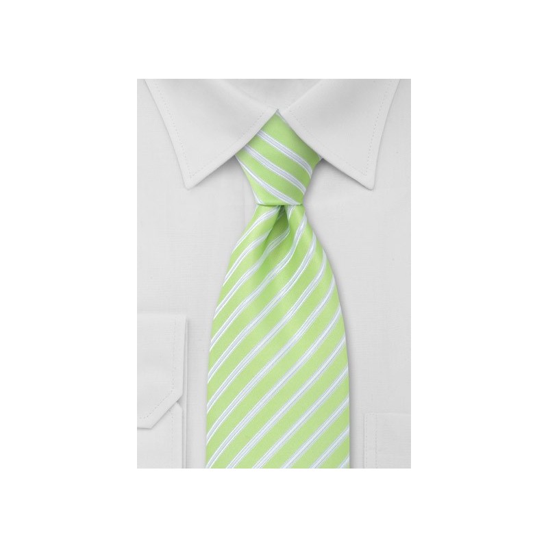 Lime Green and White Extra Long Necktie