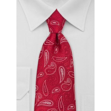 Paisley Kids Size Tie in Red White