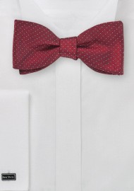 Cherry Colored Pin Dot Bow Tie