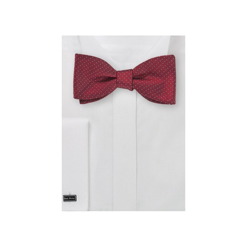 Cherry Colored Pin Dot Bow Tie
