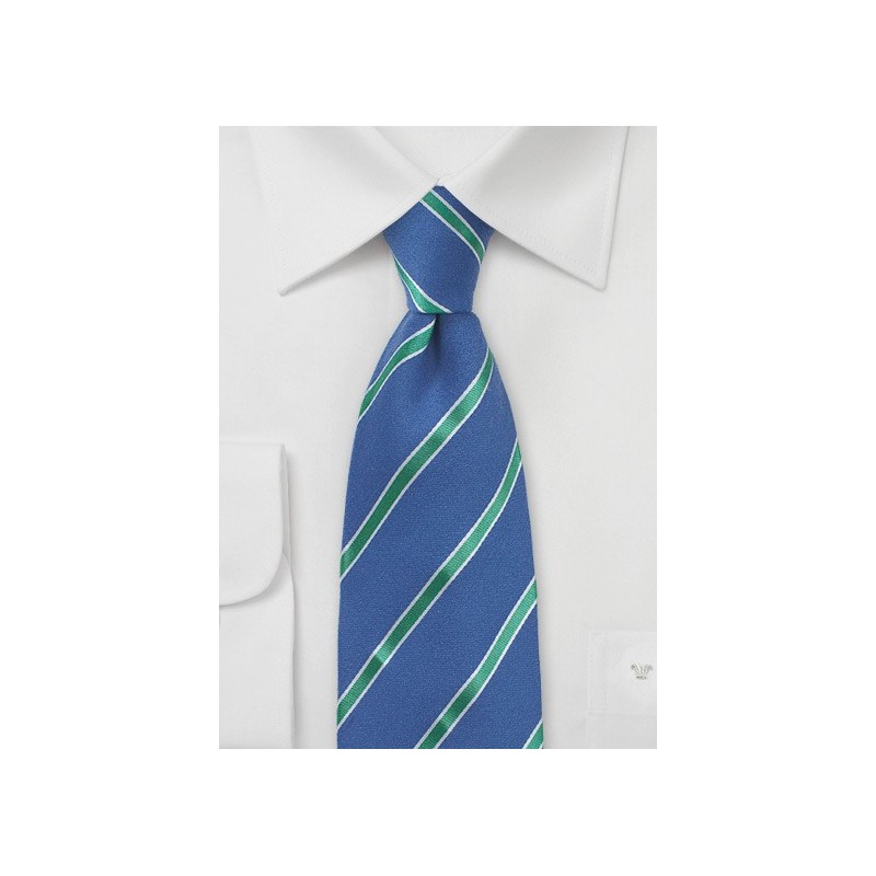 Blue Summer Tie with Mint Green Stripes