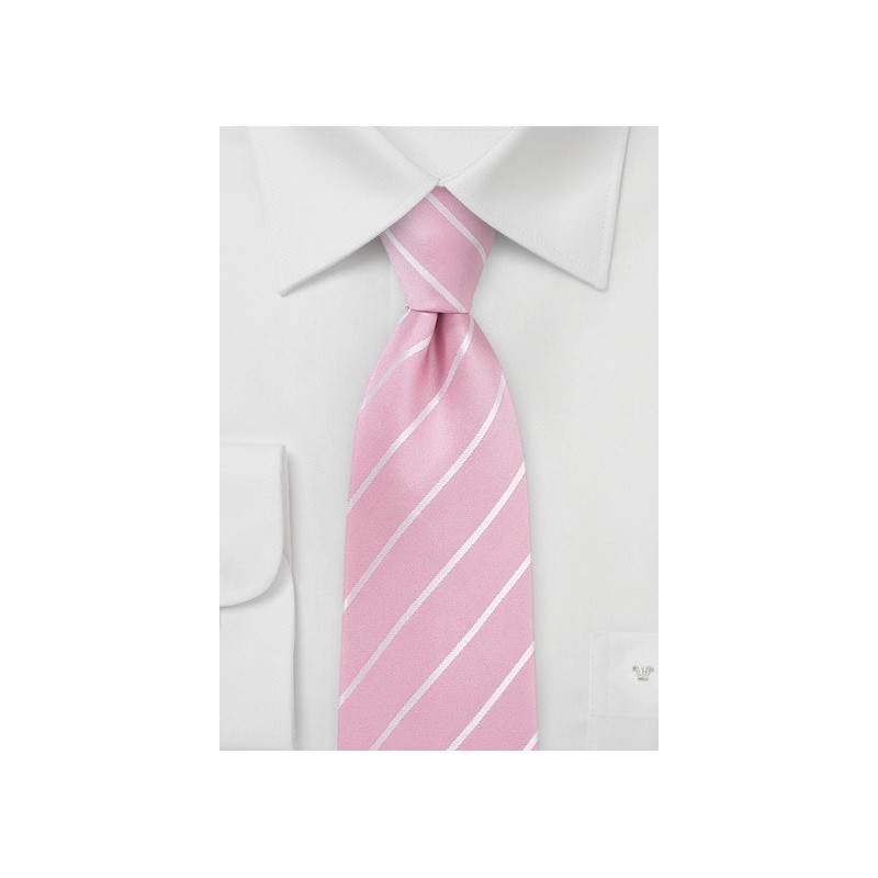 Flamingo Pink Striped Silk Tie