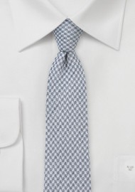 Slim Cut Houndstooth Tie in Grey