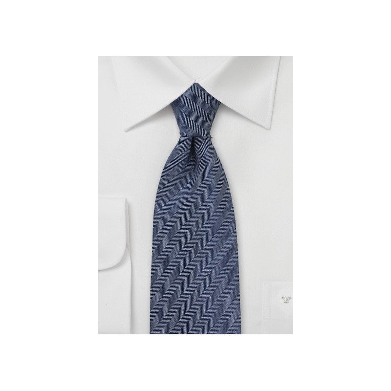 Men's Herringbone Linen Tie in Navy