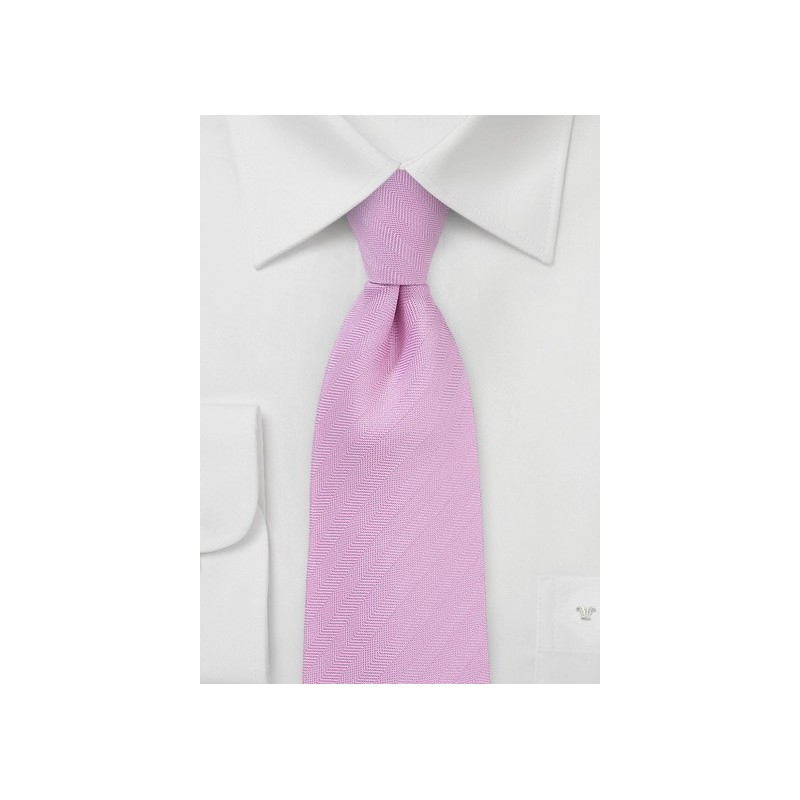 Herringbone Necktie in Classic Pink