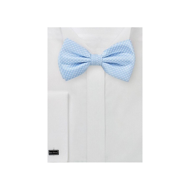 Baby Blue Bow Tie with White Pin Dots