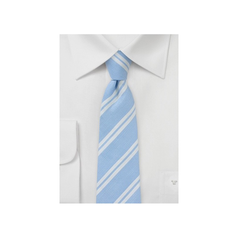 Linen Skinny Tie in Pale Blue