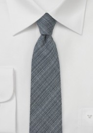 Chambray Wool Skinny Tie in Charcoal Gray