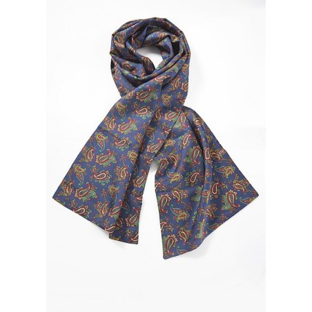 Mens Silk Scarf with Multicolored Paisley Design