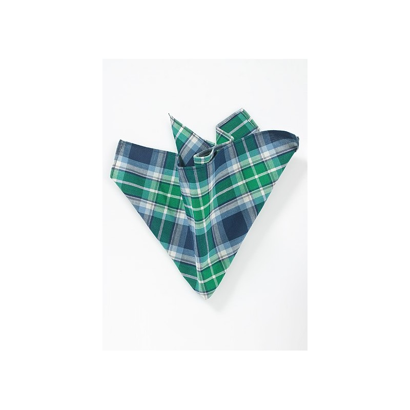 Green and Blue Pocket Square in Cotton