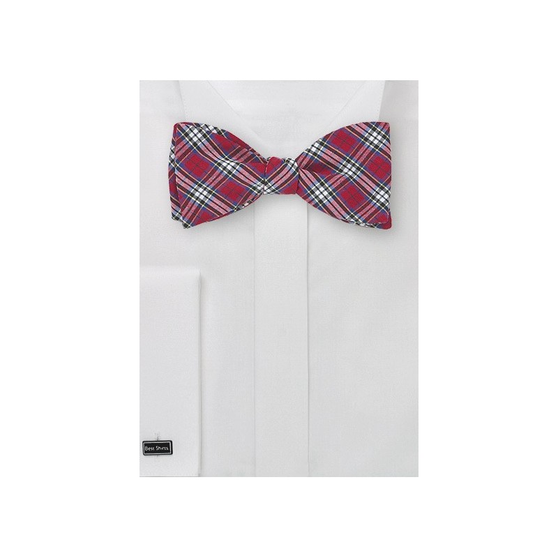 Plaid Bow Tie in Red, Yellow, White, and Blue