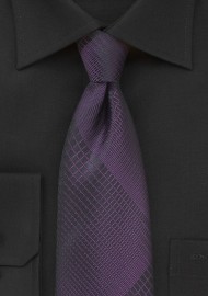 Black Tie with Prune Purple Plaid