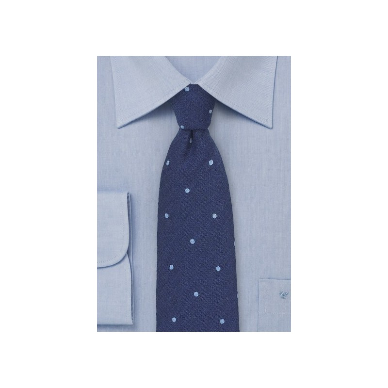 Elegant Wool Polka Dot Tie in Blue