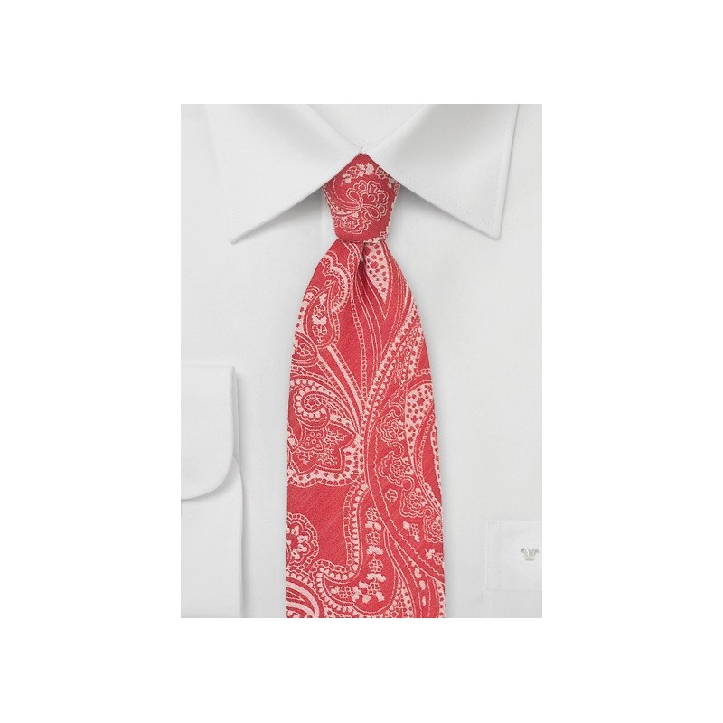 Red Cotton Summer With With Paisley Print