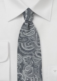 Bandana Print Tie in Gray and Silver