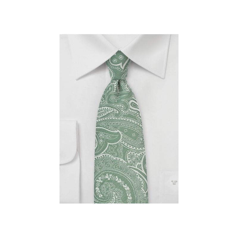 Summer Green Paisley Cotton Tie