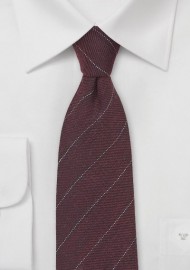 Wool Pencil Stripe Tie in Port Red