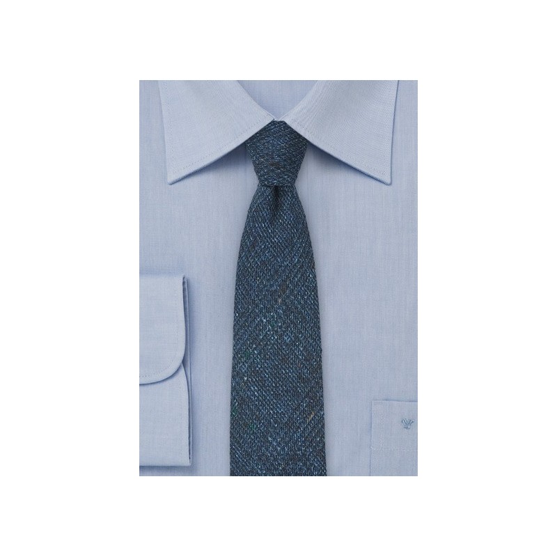 Blue and Teal Wool Print Tie