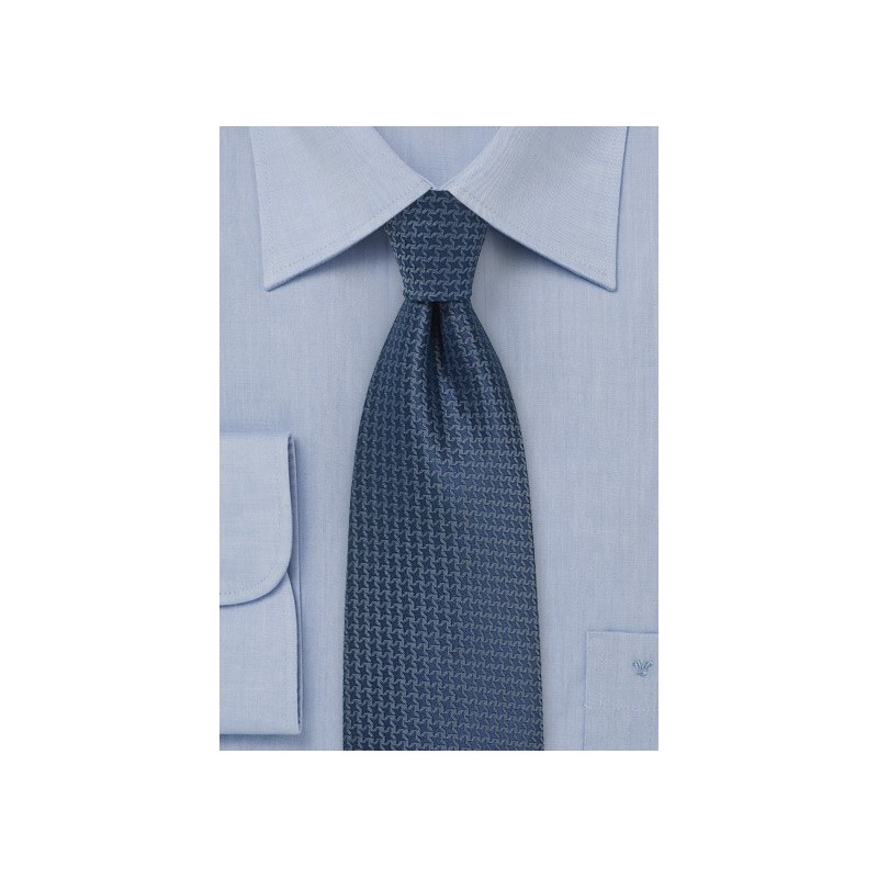 Micro Houndstooth Check Tie in Navy