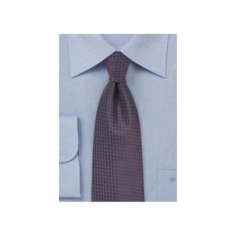 Micro Check Tie in Navy and Copper
