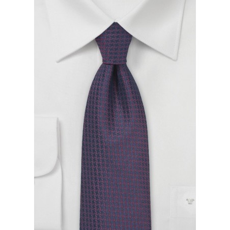 Micro Check Tie in Wine Red and Blue