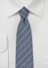 Denim Blue Pencil Stripe Wool Tie