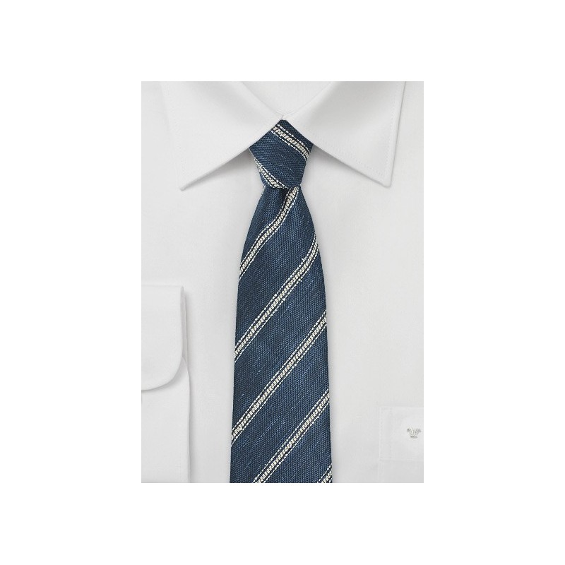 Striped Linen Tie in Indigo